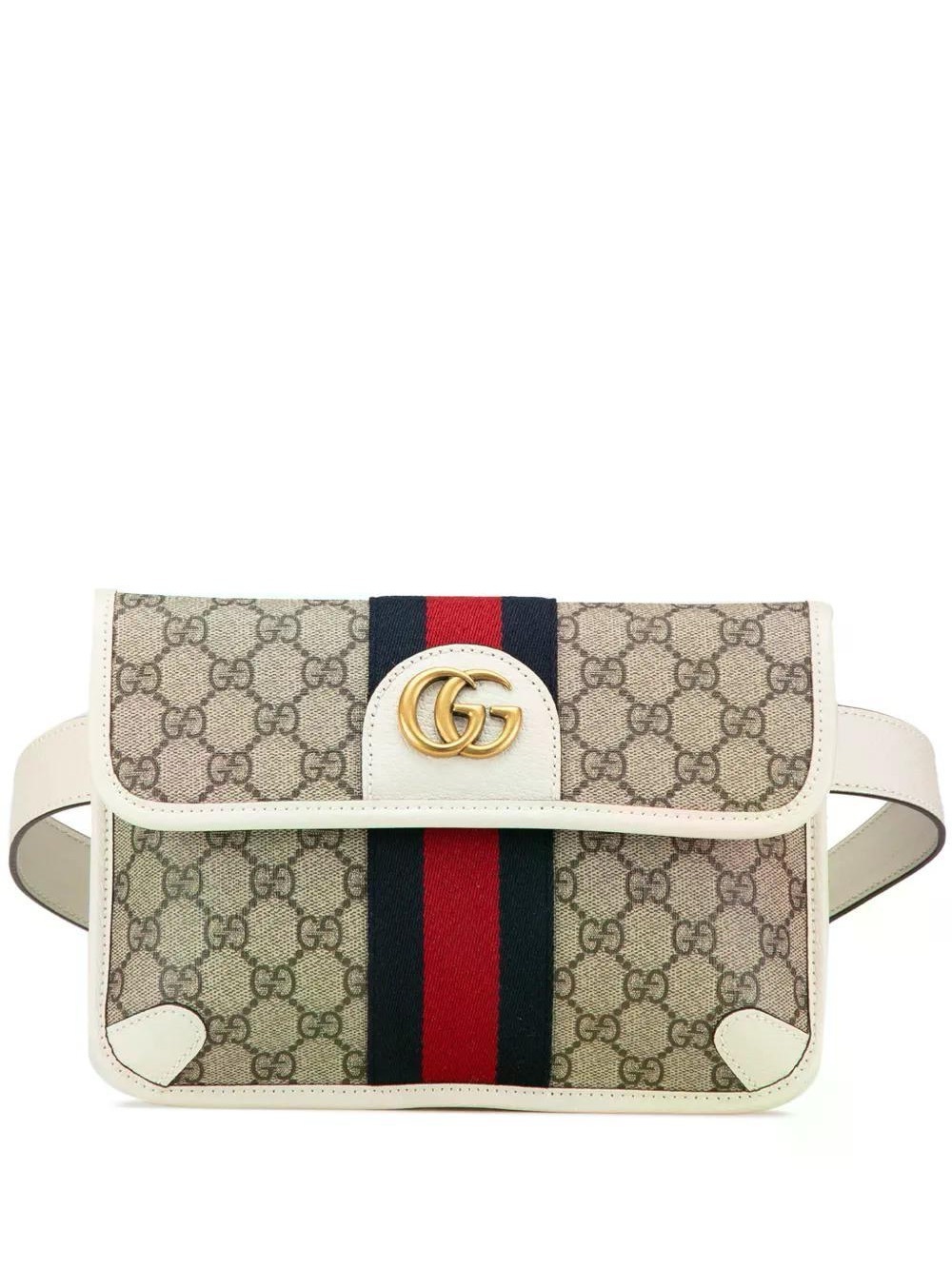 New GG Supreme Monogram Web Small Ophidia Belt Bag 95 38 Beige Ebony White - Picture 1 of 12
